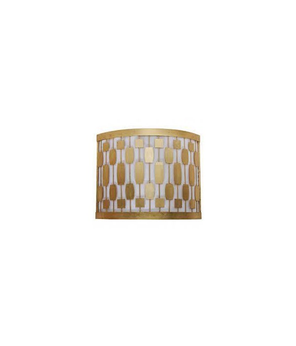 Gold Leaf Mid Century Motif Sconce with White Inner Shade